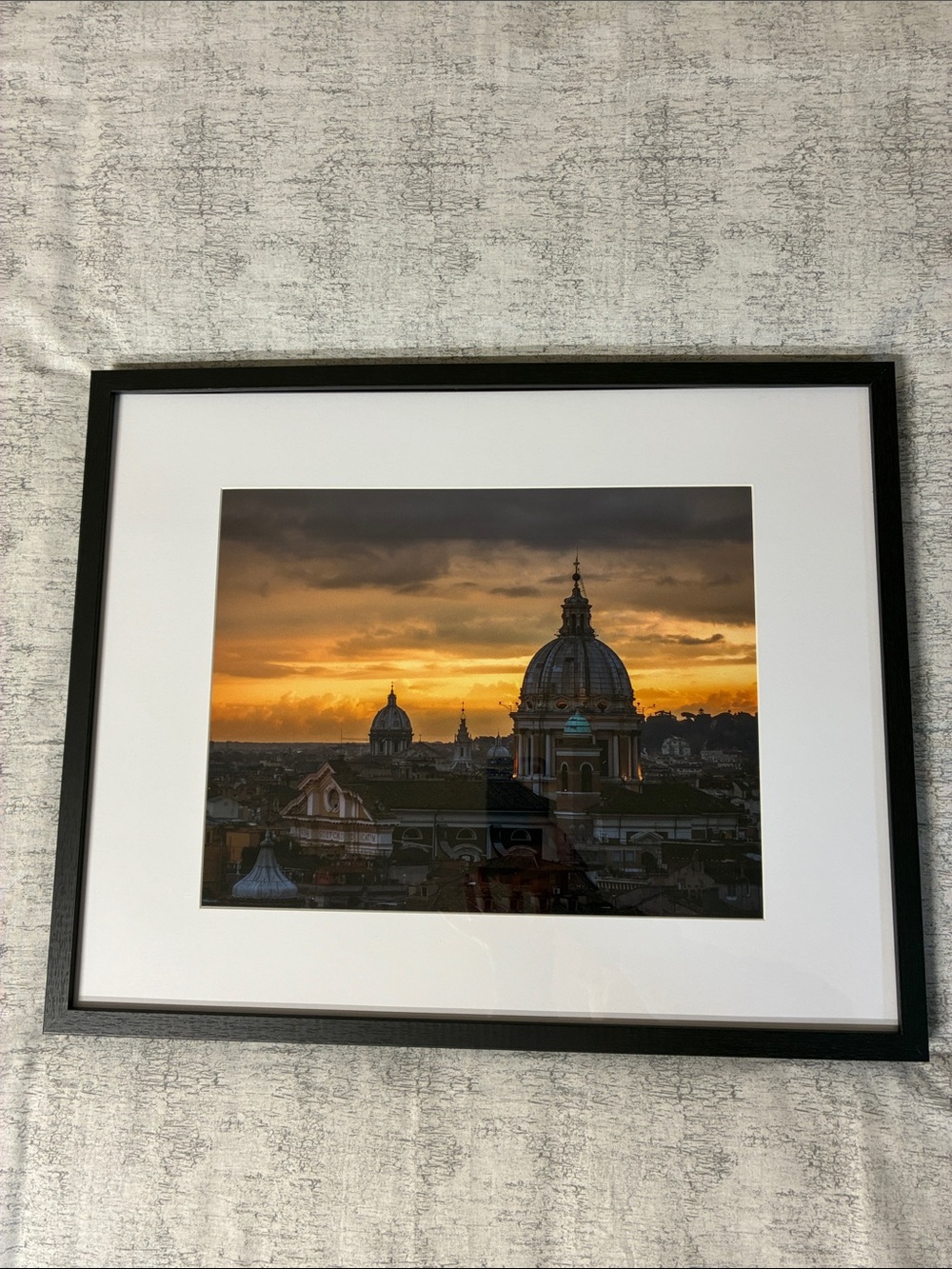 Sunset in Rome Framed Photograph, Skyline Photographic Print - Warm Orange Hues